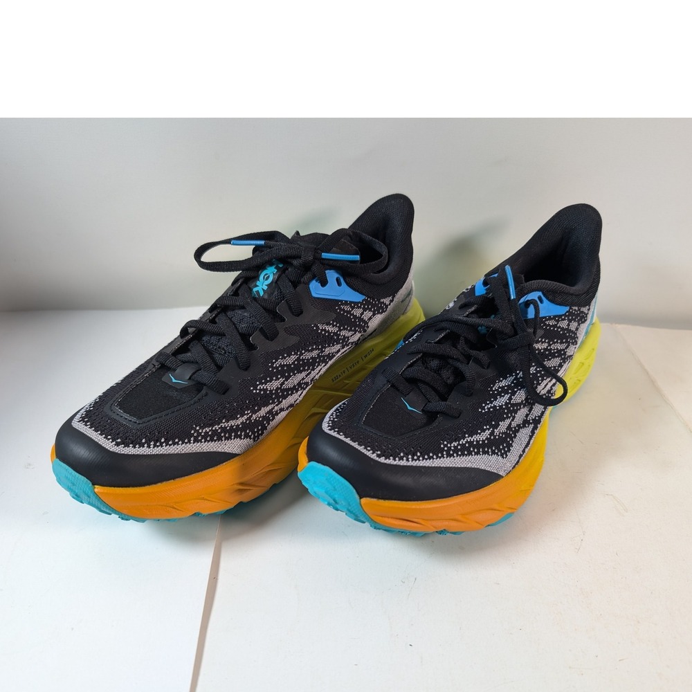 Hoka W Speedgoat 5 Trail Running Shoes Black Orange Blue Women's 7.5B